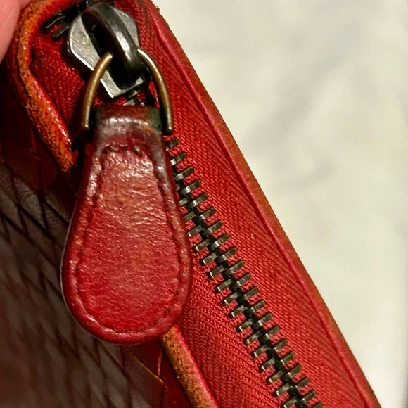 Bottega Veneta Red Woven Leather Clutch